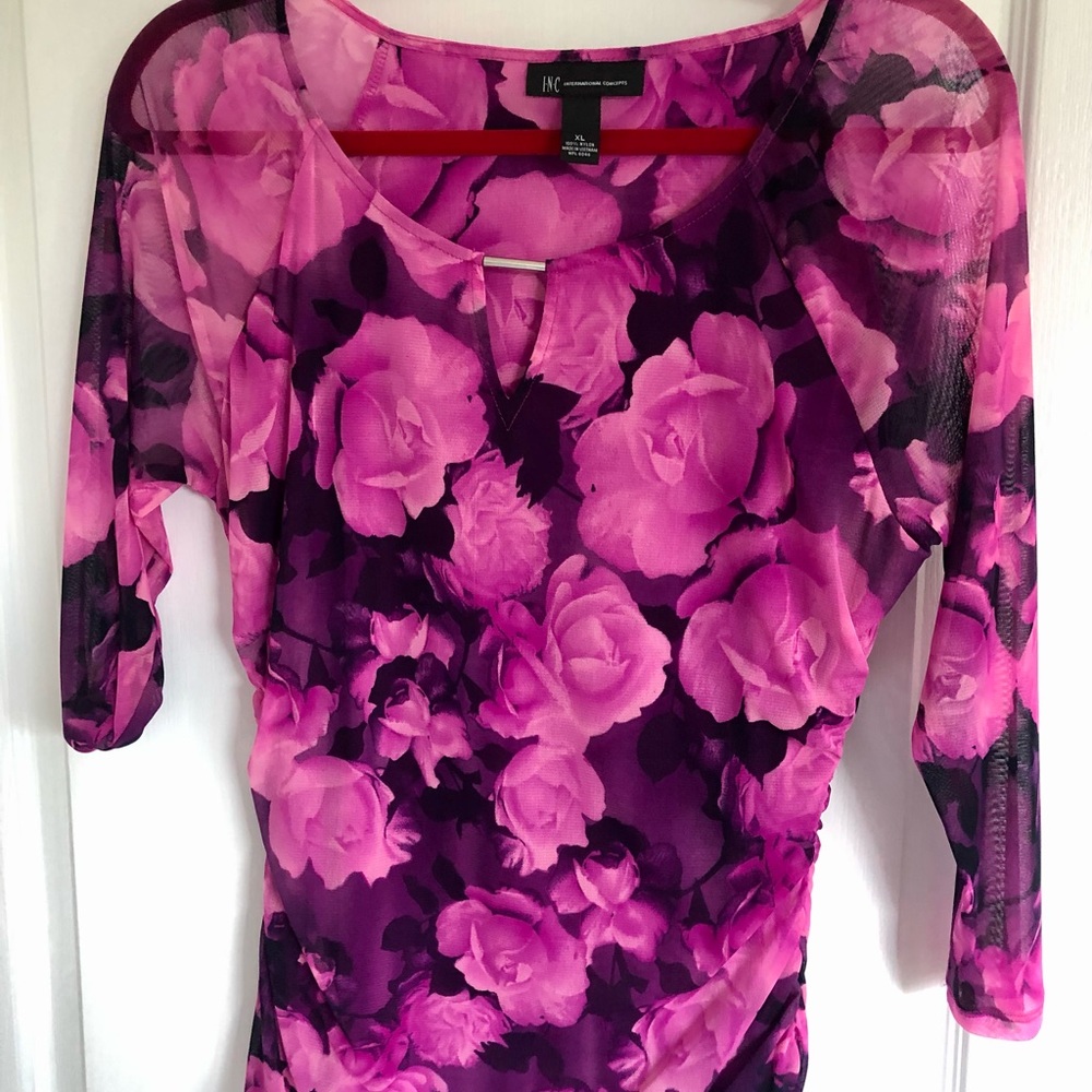 Inc International Concept Pink and black gorgeous design blouse